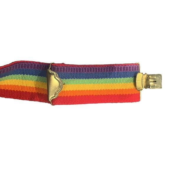 VTG 1970s 1980s Pride Rainbow Suspenders Mork Mindy Ork Clown 2” Wide Adjustable - Picture 2 of 2